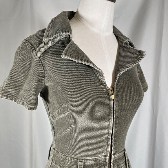 REVOLVE SHOW ME YOUR MUMU Outlaw Dress XS Sage Green Corduroy NWOT Zip Up Mini - Picture 10 of 16